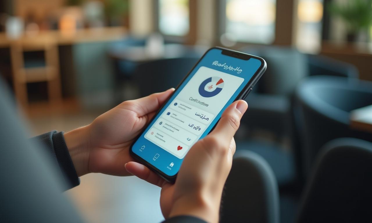 مواطن كويتي يستخدم تطبيق دفع رقمي في مقهى حديث